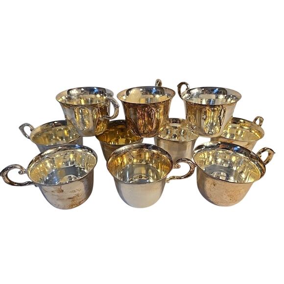 Lot Of 10 Oneida Silver Plate Punch Cups Du Maurier Pattern Vintage Drinkware - Picture 1 of 13